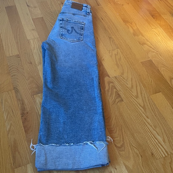 AG SAIGE WIde Leg Crop Blue High Rise Flare Jeans - Picture 15 of 15